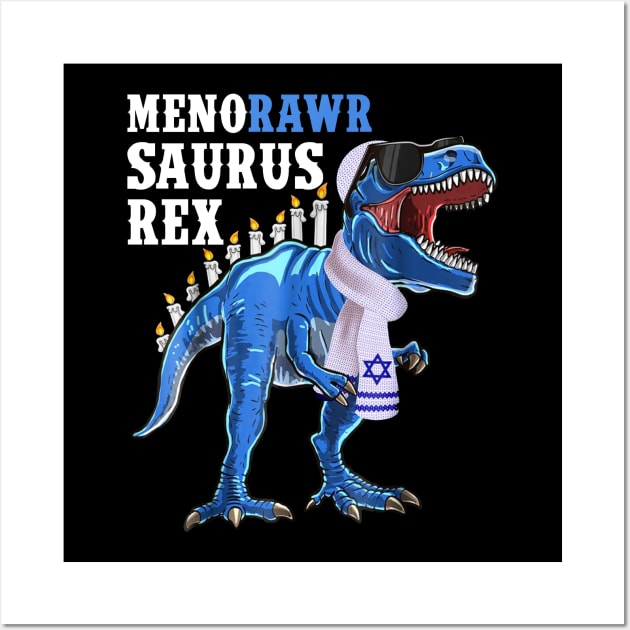 Menorawrsaurus Rex Dinosaur Hanukkah Shirt for Boys Wall Art by wheeleripjm